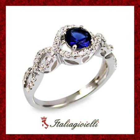 Fastoso Anello Zaffiro in Argento 925 - Italiagioielli