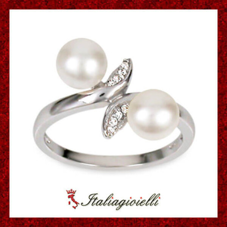 Romantico Anello Doppia Perla in Argento 925 - Italiagioielli