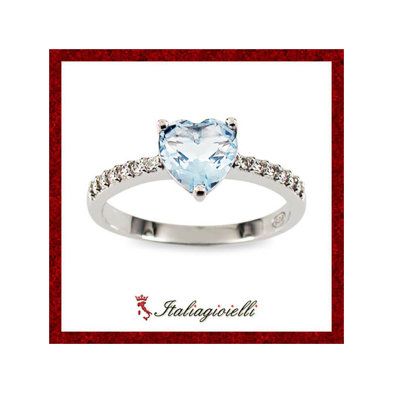 Principesco Anello Cuore Acquamarina in Argento 925 - Italiagioielli