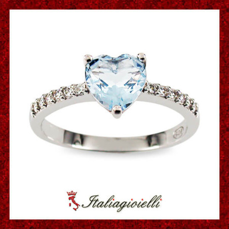 Principesco Anello Cuore Acquamarina in Argento 925 - Italiagioielli