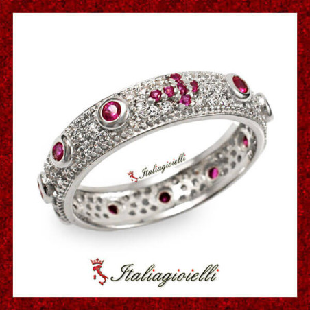 Prezioso Anello Rosario Rubino in Argento 925 - Italiagioielli
