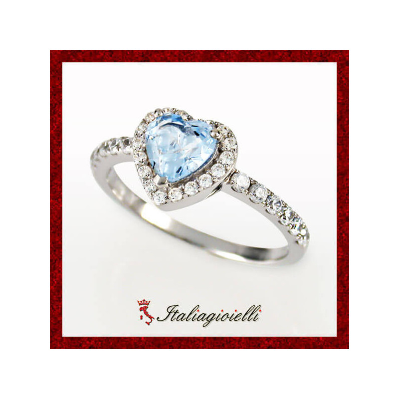 Magico Anello Cuore Acquamarina in Argento 925 - Italiagioielli