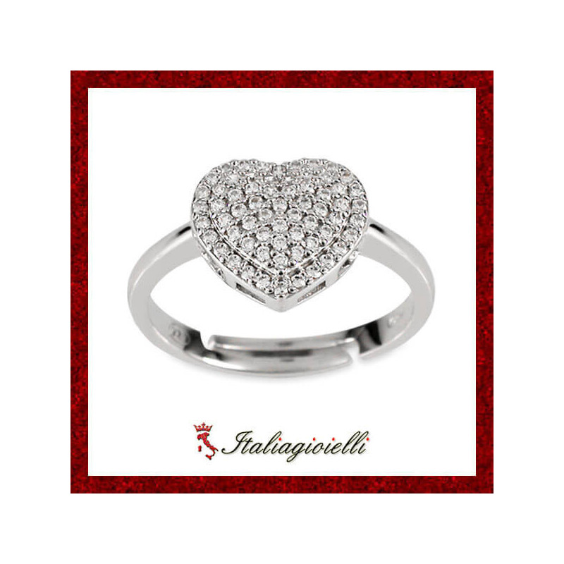 Spettacolare Anello Cuore Pavè in Argento 925 - Italiagioielli