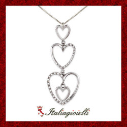 Scintillante Collana Trilogy Cuori in Argento 925 - Italiagioielli