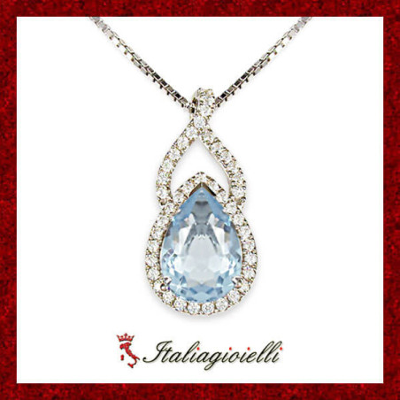 Incantevole Collana Goccia Acquamarina in Argento 925 - Italiagioielli
