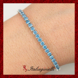 Suggestivo Bracciale Tennis Acquamarina Donna in Argento 925 rodiato Oro Bianco