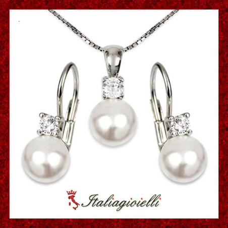 Elegante Parure in Argento 925 con Perle - Italiagioielli