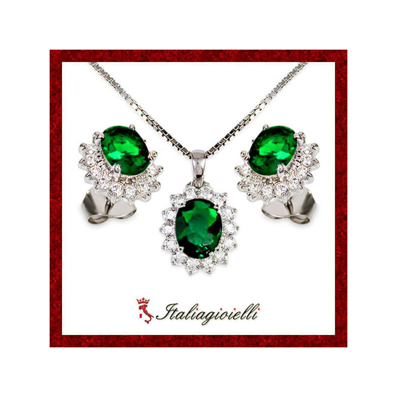 Sfarzosa Parure Smeraldo Donna in Argento 925 - Italiagioielli