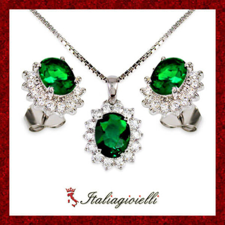 Sfarzosa Parure Smeraldo Donna in Argento 925 - Italiagioielli