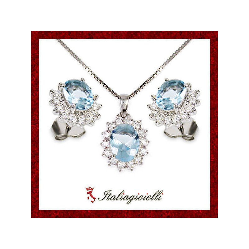 Sfarzosa Parure Acquamarina Donna in Argento 925 - Italiagioielli