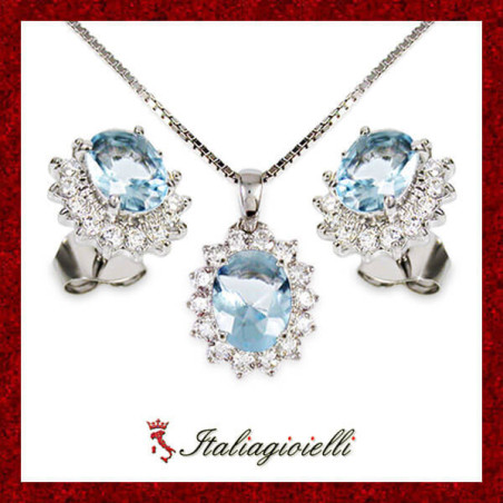 Sfarzosa Parure Acquamarina Donna in Argento 925 - Italiagioielli
