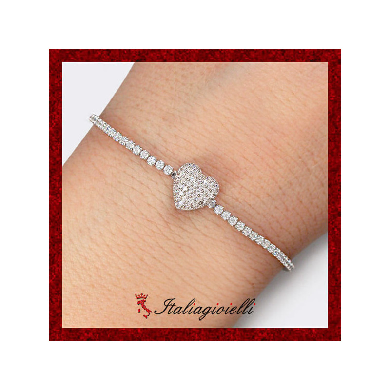 Bracciale Tennis Cuore Pavè in Argento 925 - Italiagioielli