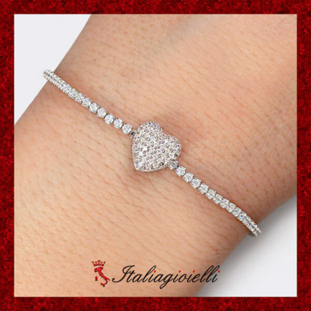Bracciale Tennis Cuore Pavè in Argento 925 - Italiagioielli