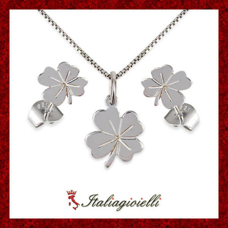 SAGA GIOIELLI® Collana Donna Quadrifoglio Portafortuna Acciaio Rosè