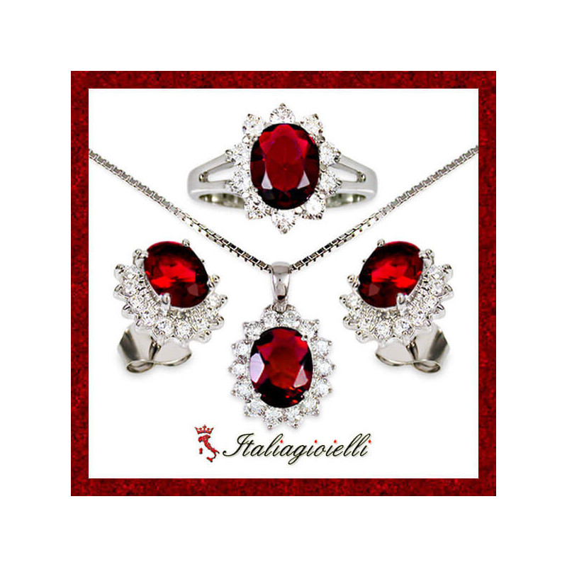 Sfarzosa Parure Rubino Plus Donna in Argento 925 - Italiagioielli