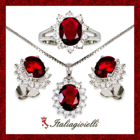 Sfarzosa Parure Rubino Plus Donna in Argento 925 - Italiagioielli