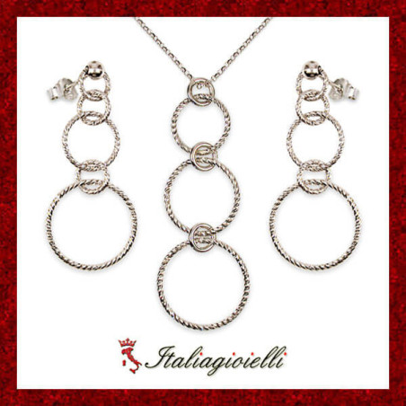 Parure Cerchi Diamantati in Argento 925 - Italiagioielli