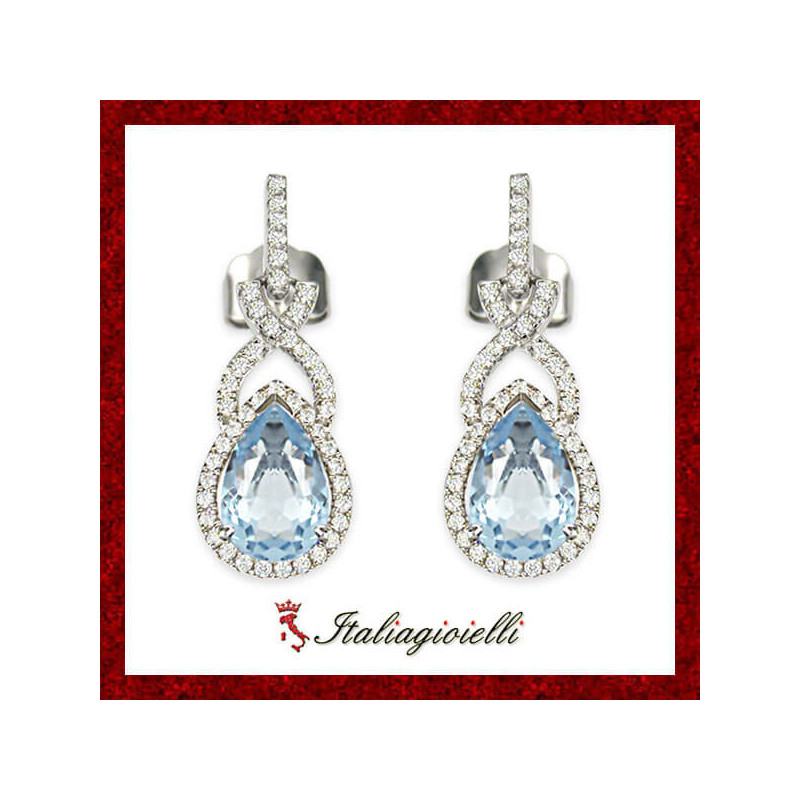 Incantevoli Orecchini Goccia Acquamarina in Argento 925  - Italiagioielli