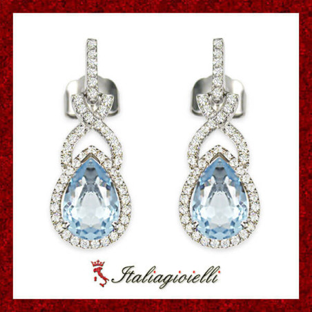 Incantevoli Orecchini Goccia Acquamarina in Argento 925  - Italiagioielli