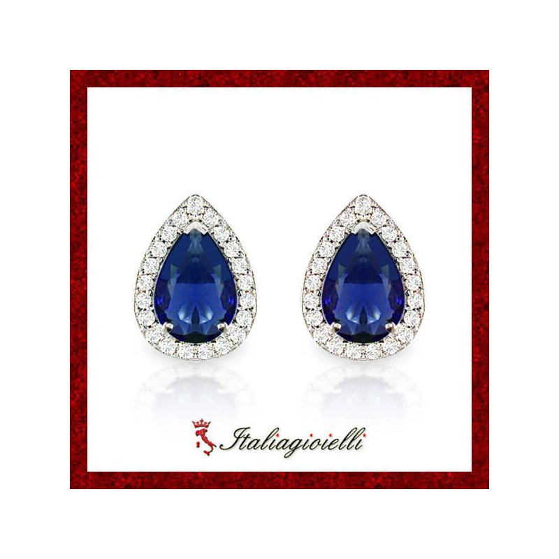 Fiabeschi Orecchini Goccia Zaffiro in Argento 925 - Italiagioielli
