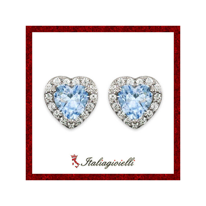 Magici Orecchini Cuore Acquamarina in Argento 925 - Italiagioielli