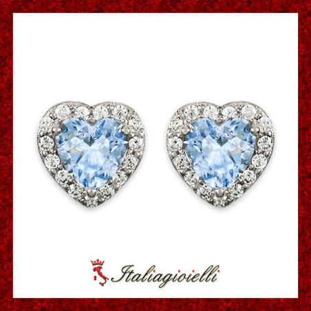 Magici Orecchini Cuore Acquamarina in Argento 925 - Italiagioielli