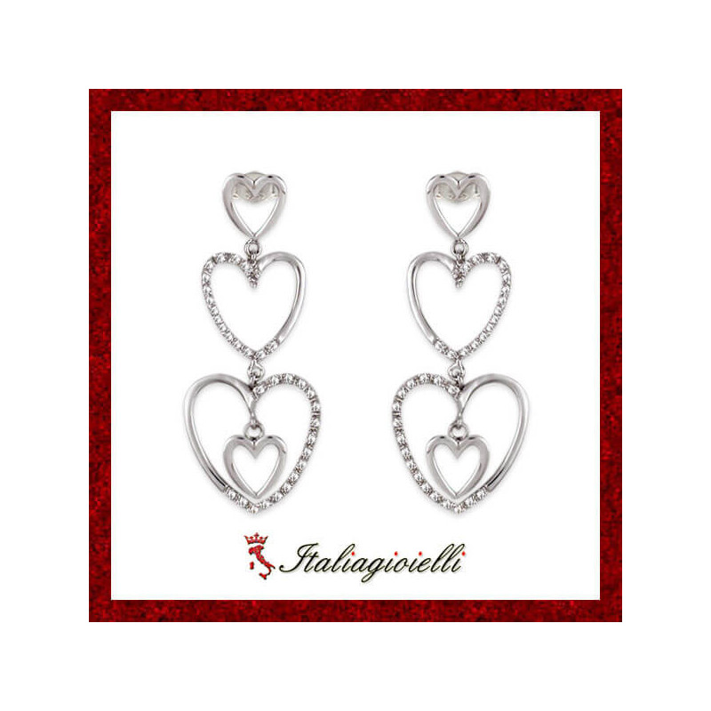 Scintillanti Orecchini Trilogy Cuori in Argento 925 - Italiagioielli