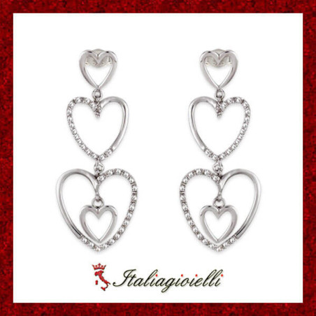 Scintillanti Orecchini Trilogy Cuori in Argento 925 - Italiagioielli