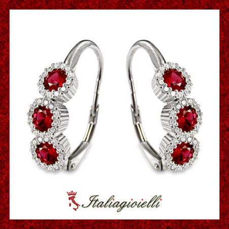 Raggianti Orecchini Trilogy Rubino in Argento 925 - Italiagioielli
