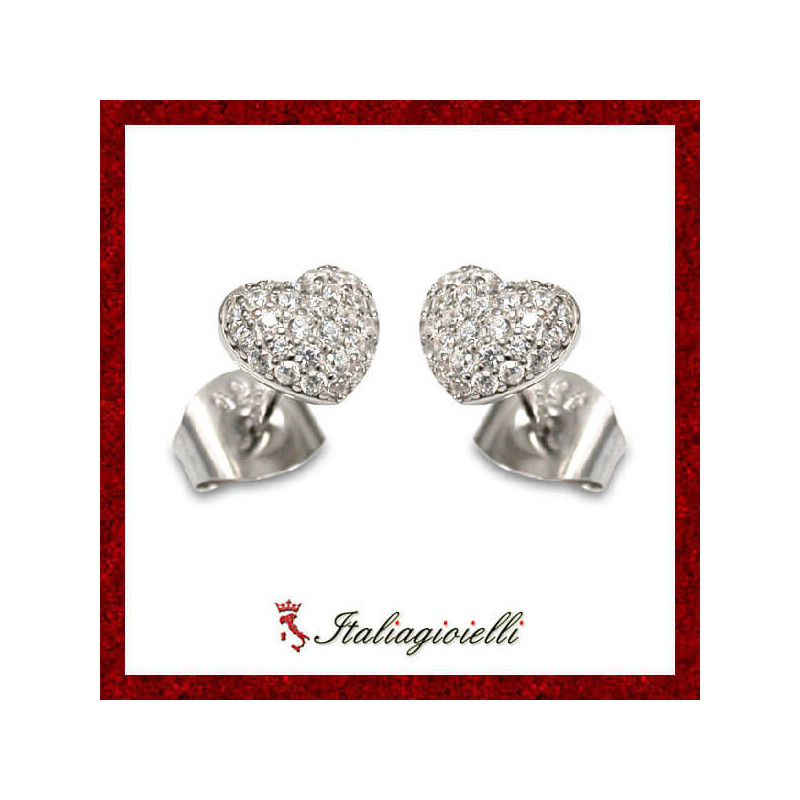 Orecchini Cuore Pavè Donna in Argento 925 - Italiagioielli