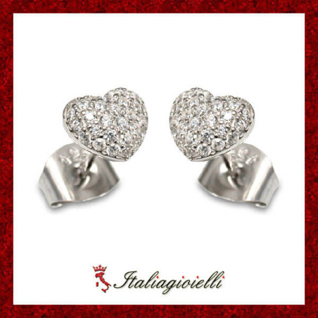 Orecchini Cuore Pavè Donna in Argento 925 - Italiagioielli