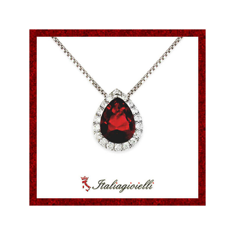 Fiabesca Collana Goccia Rubino Donna in Argento 925 - Italiagioielli