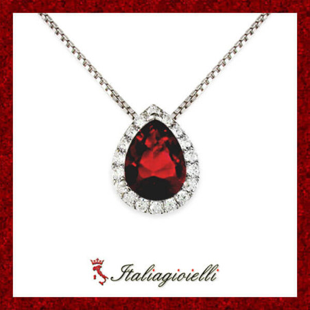 Fiabesca Collana Goccia Rubino Donna in Argento 925 - Italiagioielli
