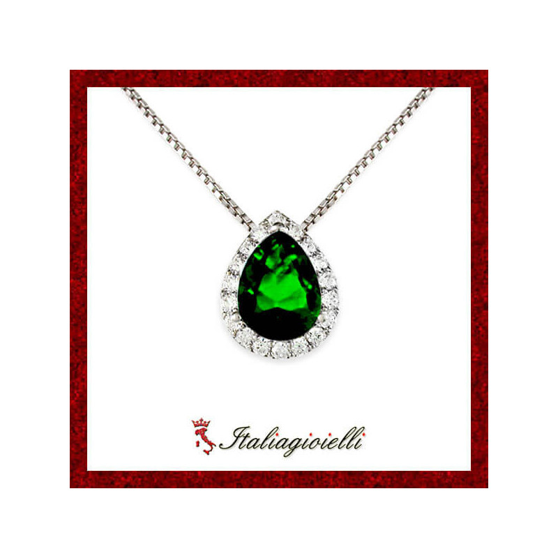 Fiabesca Collana Goccia Smeraldo in Argento 925 - Italiagioielli