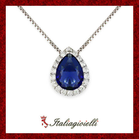 Fiabesca Collana Goccia Zaffiro in Argento 925 - Italiagioielli