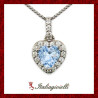 Magica Collana Cuore Acquamarina Donna in Argento 925 rodiato Oro Bianco