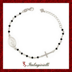 Radioso Braccialetto Rosario in Argento 925 rodiato Oro Bianco