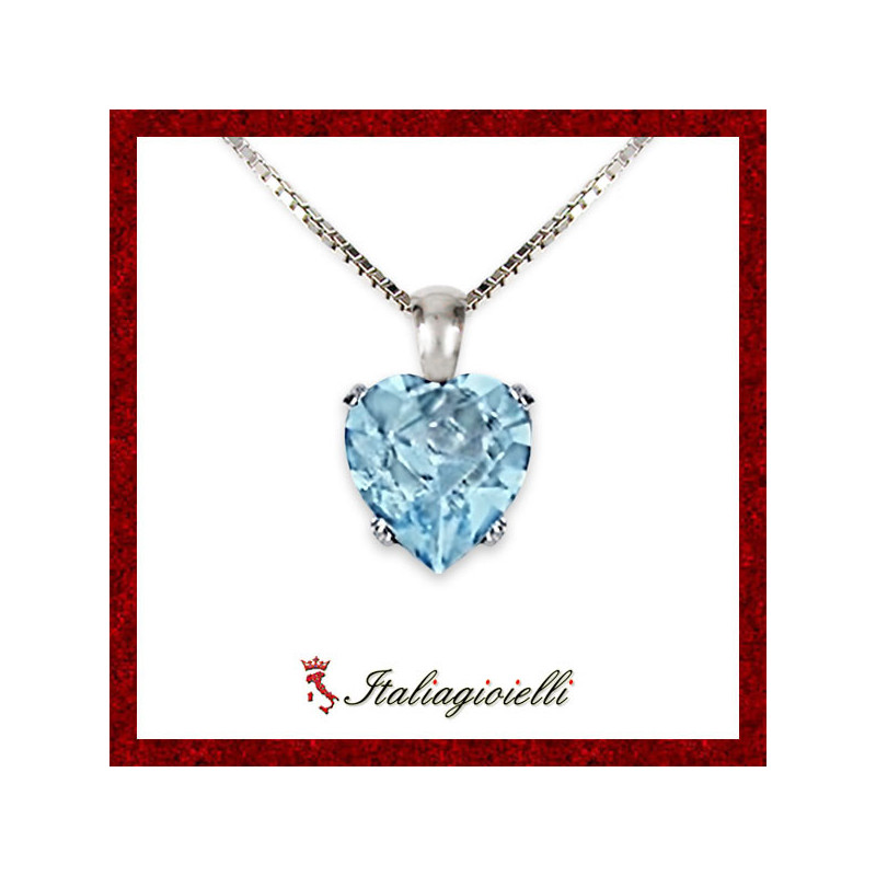 Collana Cuore Acquamarina in Argento 925 - Italiagioielli