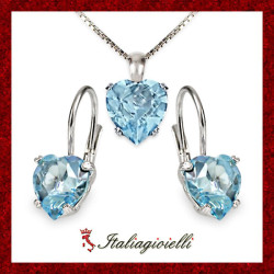 Parure Cuore Acquamarina Donna in Argento 925 Italiagioielli