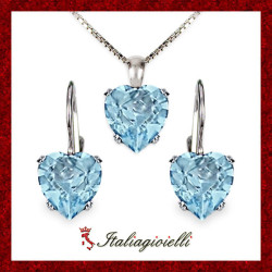 Parure Cuori Acquamarina in Argento 925 - Italiagioielli