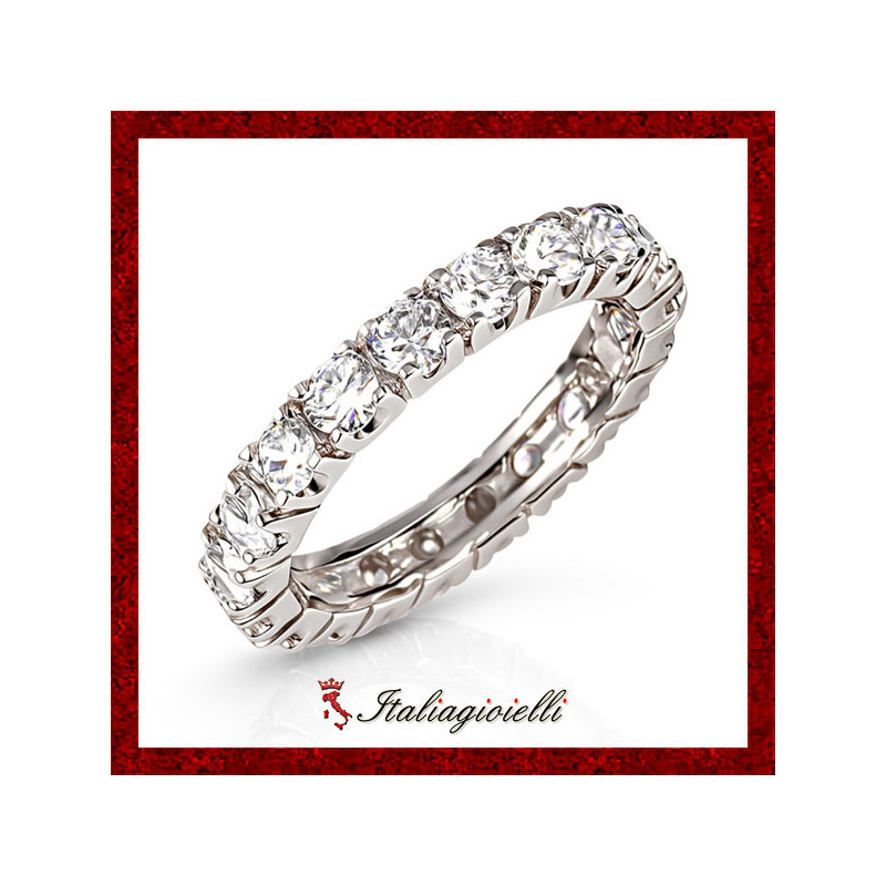 Abbagliante Anello Veretta Eternity Donna in Argento 925 rodiato Oro Bianco