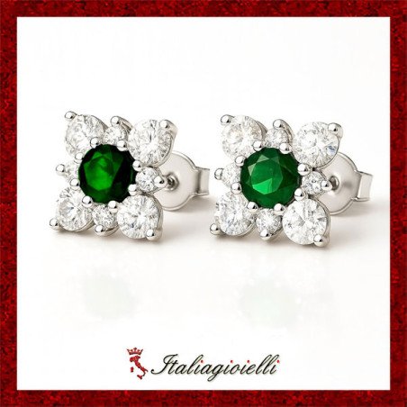 Deliziosi Orecchini Fiore Smerado in Argento 925 - Italiagioielli