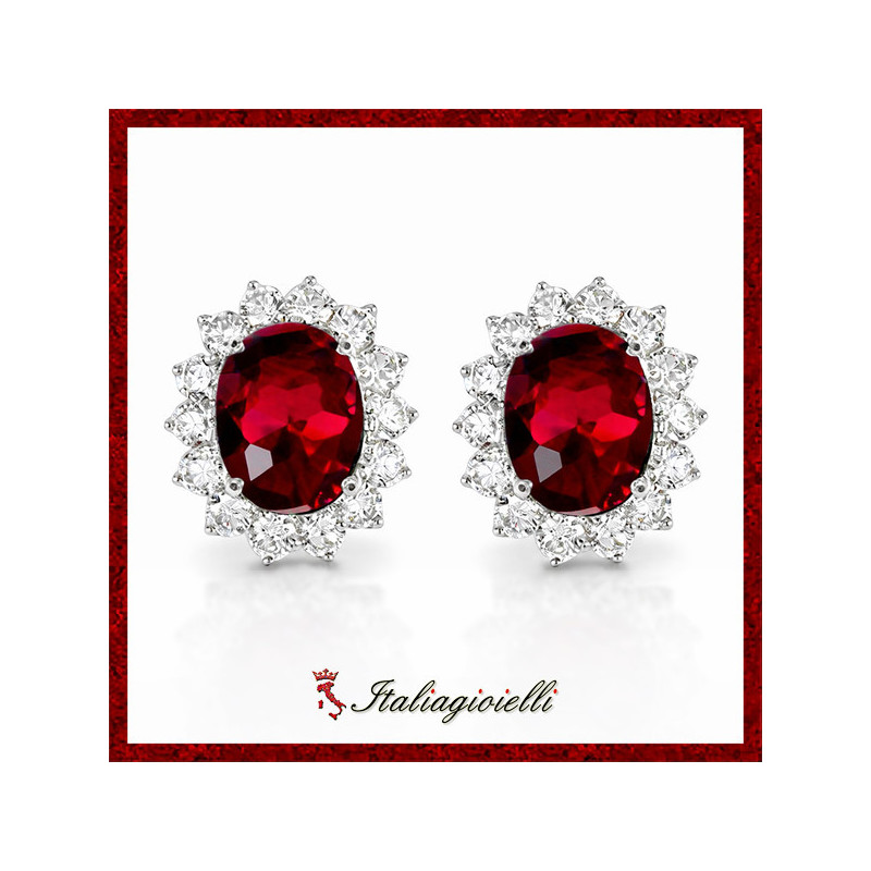 Sfarzosi Orecchini Rubino Donna in Argento 925 - Italiagioielli