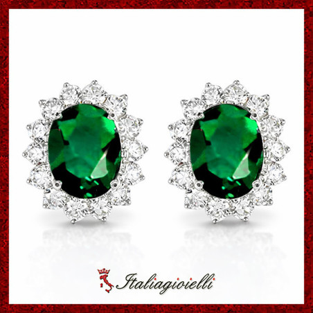 Sfarzosi Orecchini Smeraldo in Argento 925 - Italiagioielli
