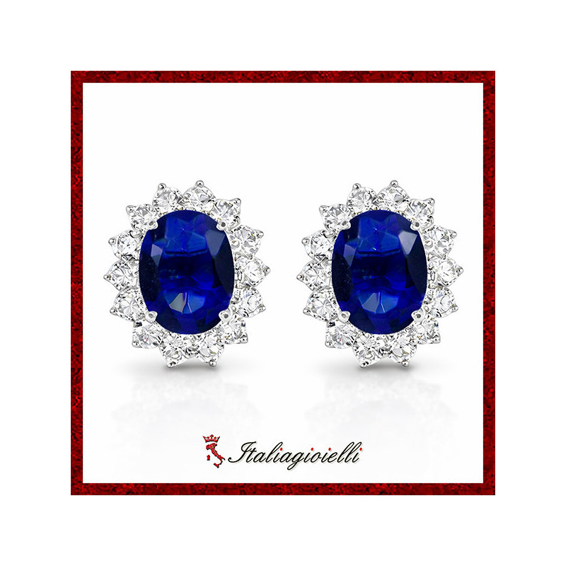Sfarzosi Orecchini Zaffiro in Argento 925 - Italiagioielli