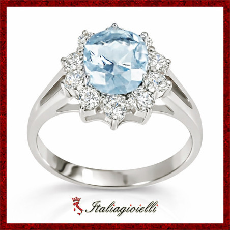 Sfarzoso Anello Kate Acquamarina in Argento 925 - Italiagioielli