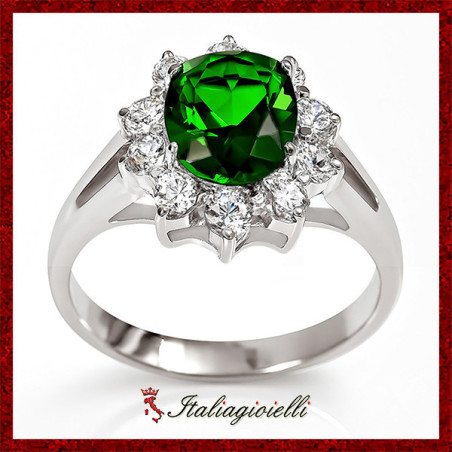 Sfarzoso Anello Smeraldo in Argento 925 - Italiagioielli