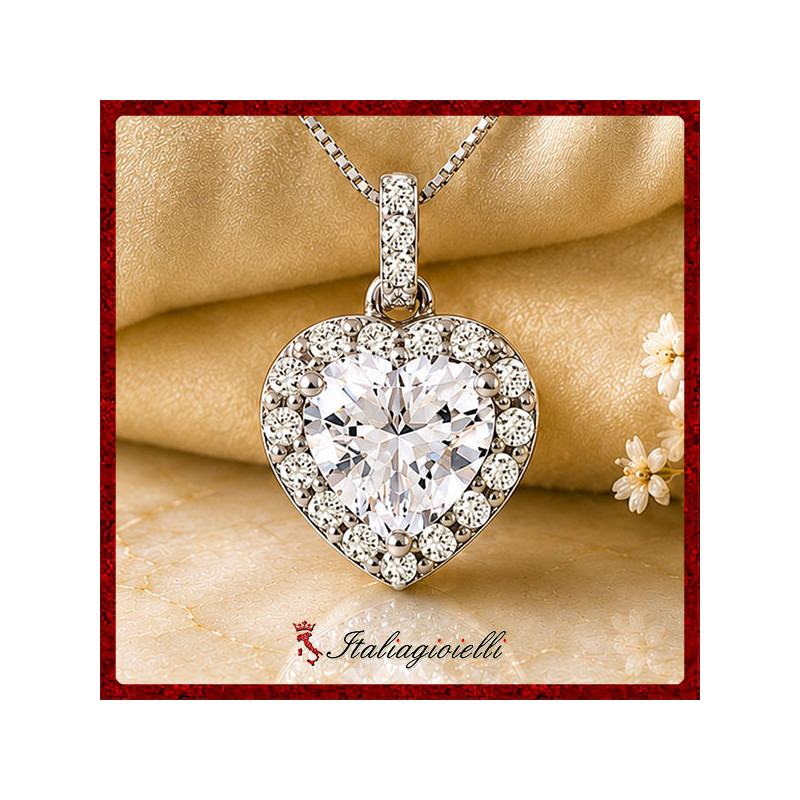 Romantica Collana Cuore Brillante in Argento 925 - Italiagioielli
