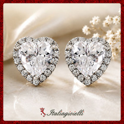 Romantici Orecchini Cuore Brillante in Argento 925 - Italiagioielli