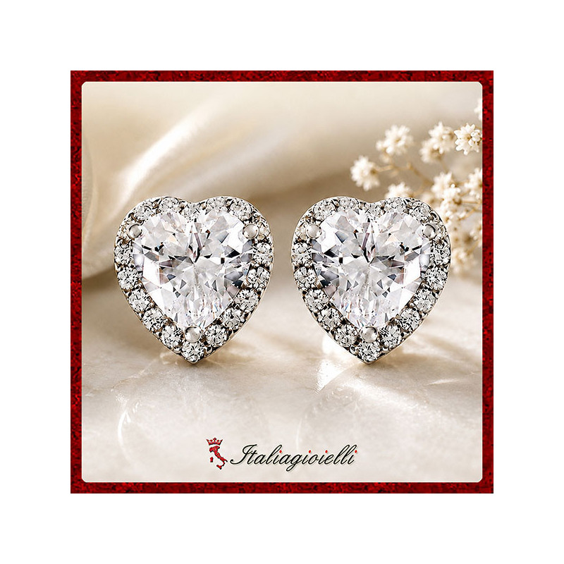 Romantici Orecchini Cuore Brillante in Argento 925 - Italiagioielli
